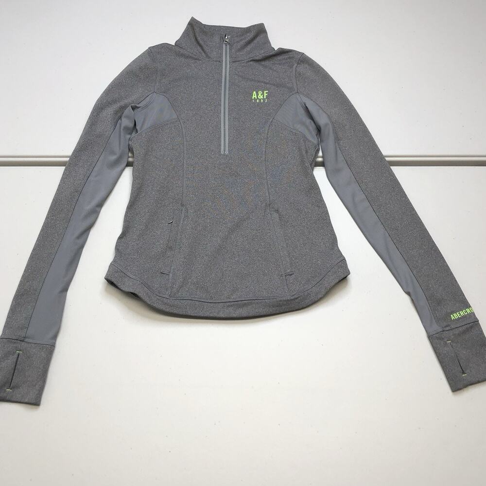 Abercrombie Women's Gray Athletic Pullover 1/4 Zip Sweatshirt Size XS Sporty